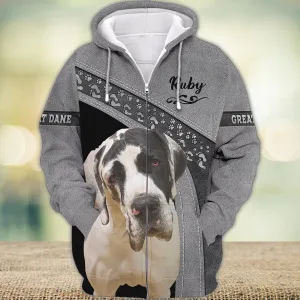 Great Dane Love Never Walk Alone 3D Full Print Shirts, Shirt For Dog Lovers, Dog Memorial Gifts for loss of Dog