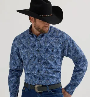 112356605-Wrangler Men's George Strait Paisley Print- Blue