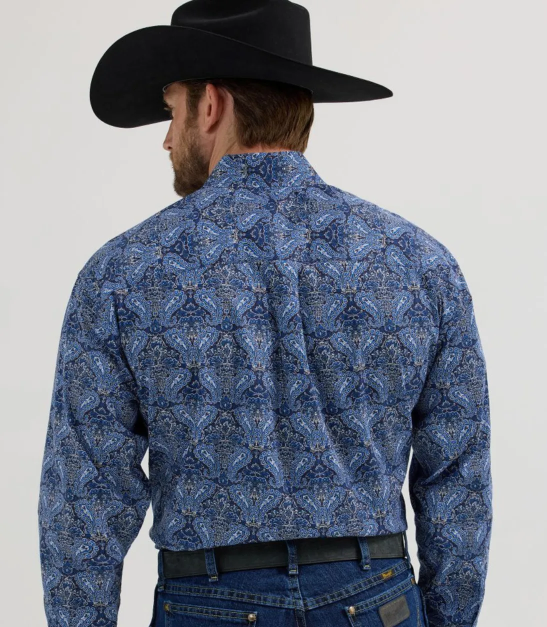 112356605-Wrangler Men's George Strait Paisley Print- Blue