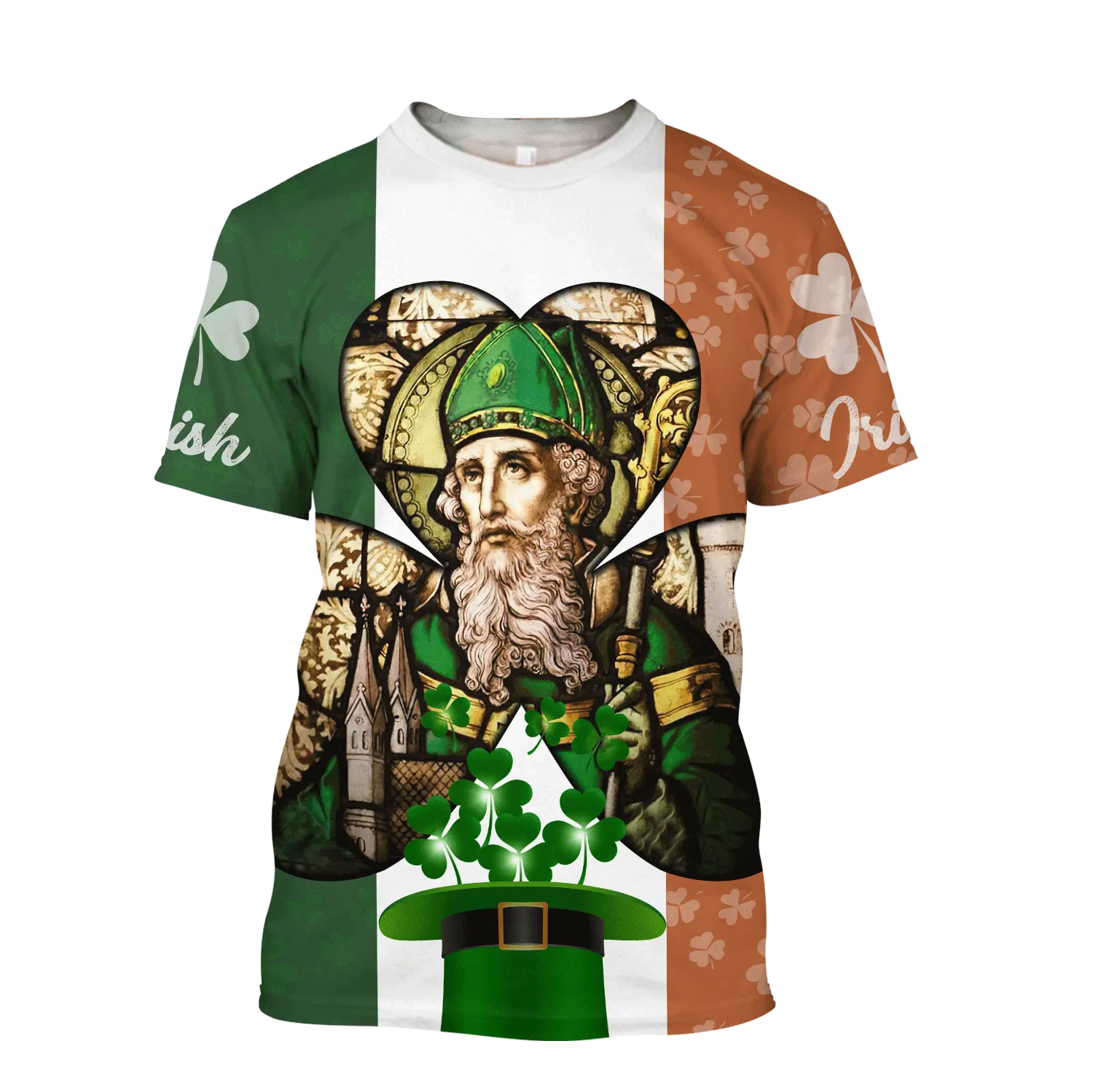 3D All Over Print St. Patrick's Day Shirt, Iceland Flag Pattern Shirt, Hat Shamrock Irish Shirt, Lucky Shirt, Patrick's Day Shirt