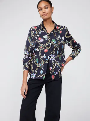 Abby Black Chain Print Shirt could be optimized as Elegant Abby Black Shirt with Chain Print.