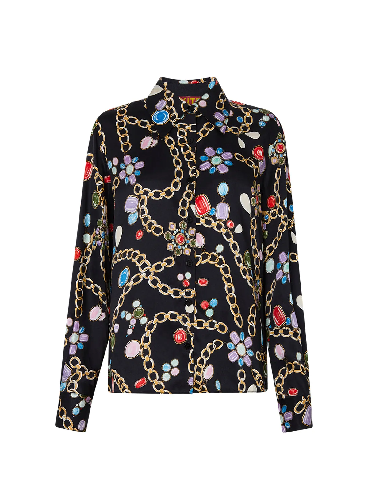 Abby Black Chain Print Shirt could be optimized as Elegant Abby Black Shirt with Chain Print.