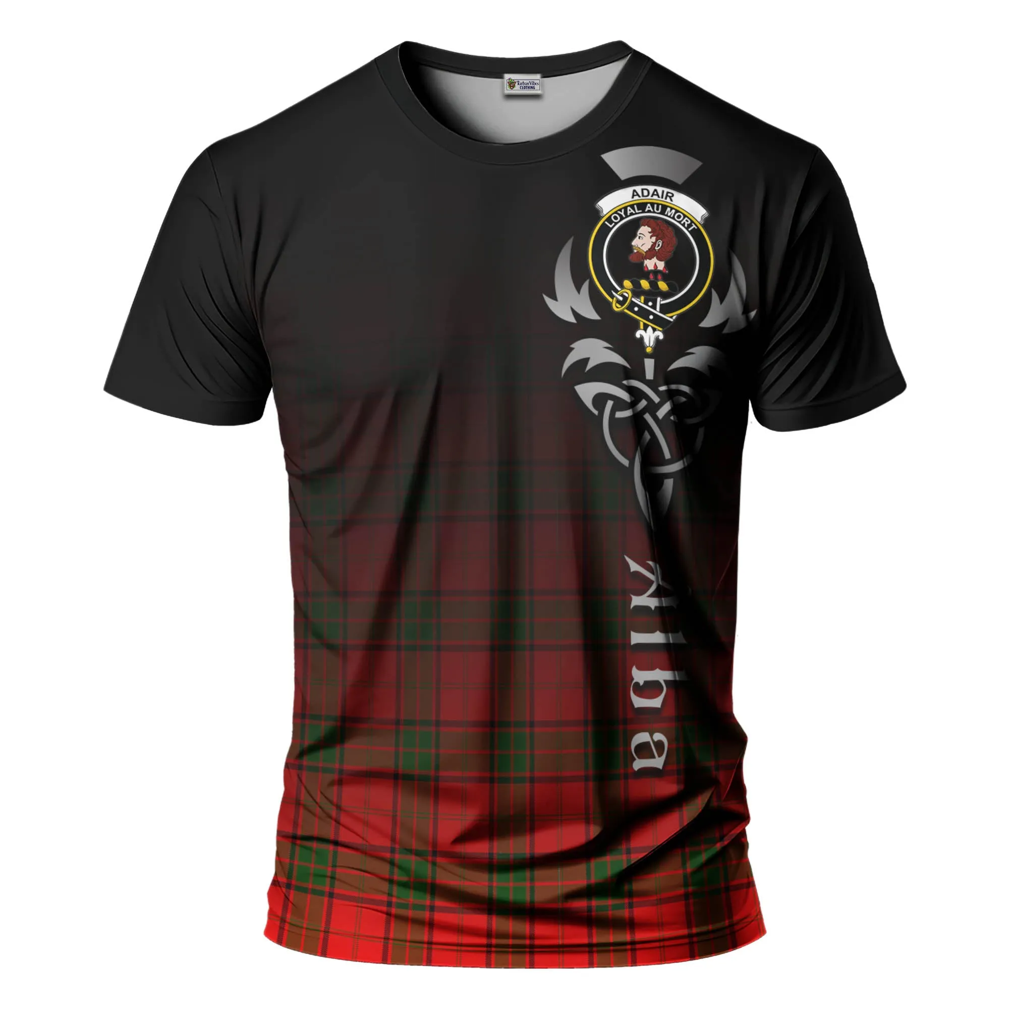 Adair Tartan T-Shirt Featuring Alba Gu Brath Family Crest Celtic Inspired