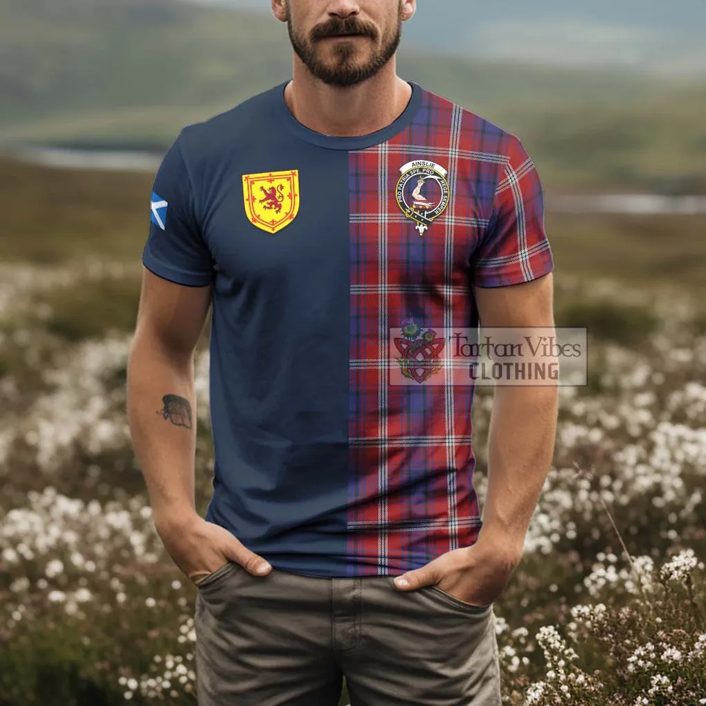 Ainslie Tartan T-Shirt Alba with Scottish Lion Royal Arm Half Style