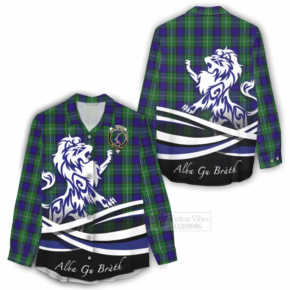 Alexander Tartan Women's Casual Shirt with Alba Gu Brath Regal Lion Emblem