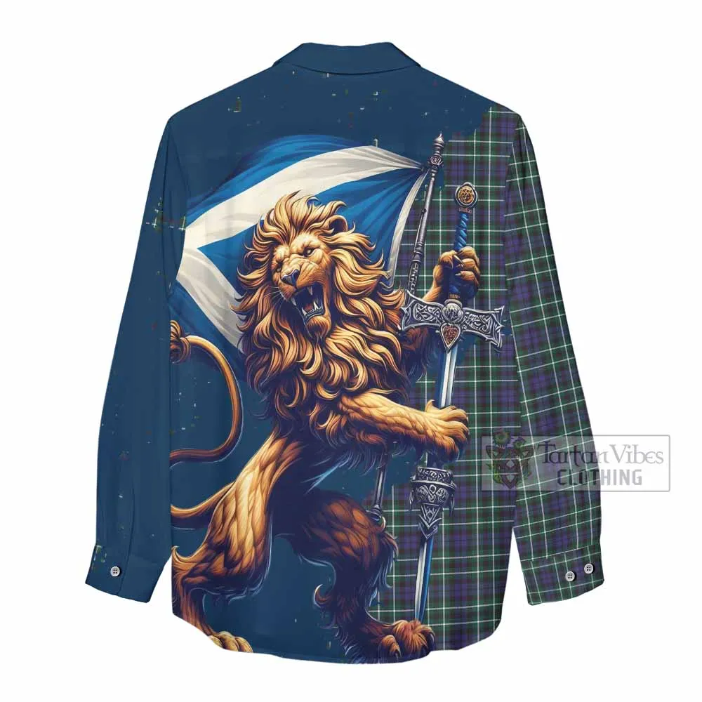 Allardice Tartan Family Crest Women's Casual Shirt with Scottish Majestic Lion