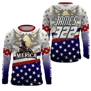 American Eagle Motocross Jersey UPF30  Personalized Patriotic MX Off-Road Dirt Bike Jersey