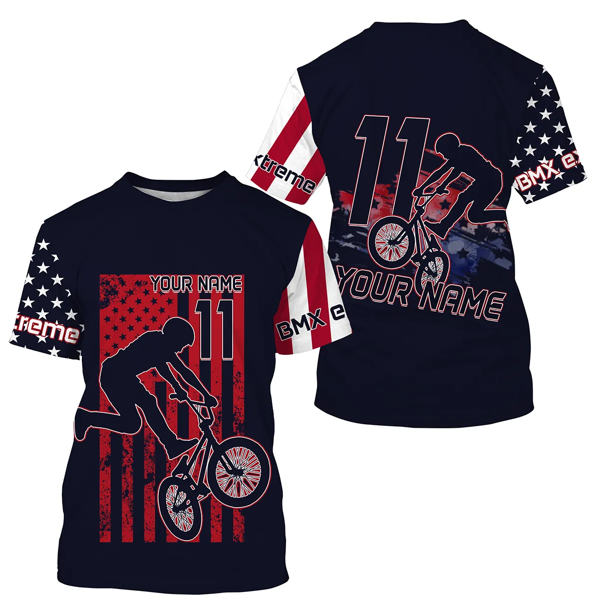 American Flag BMX Racing Jersey Custom Patriotic Riding Gear Adult Kid Cycling Long Sleeve Shirt