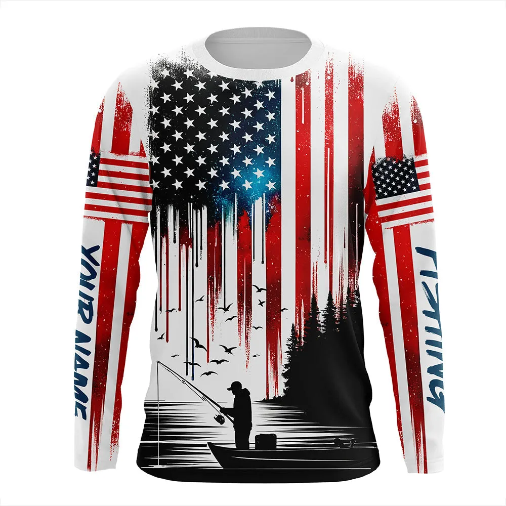 American Flag Fishing Shirt Fishing Jersey For Fisherman , Flag Fishing Long Sleeve Shirt