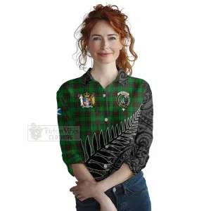 Anstruther Crest Tartan Women's Casual Shirt with New Zealand Silver Fern Half Style