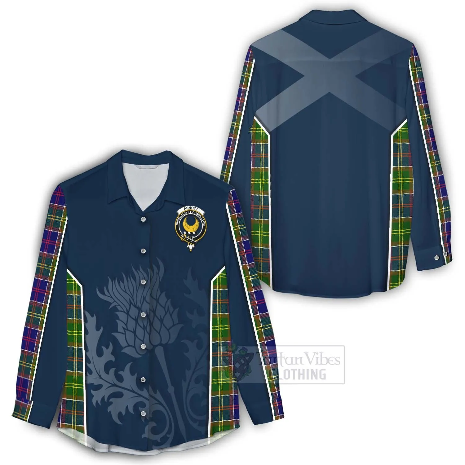 Arnott Tartan Women's Casual Shirt with Family Crest and Scottish Thistle Vibes Sport Style