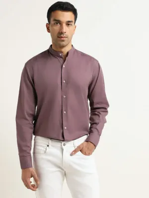 Ascot Purple Plain Cotton Relaxed Fit Shirt