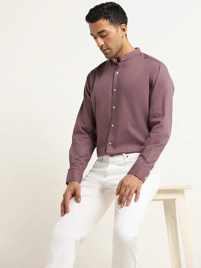 Ascot Purple Plain Cotton Relaxed Fit Shirt