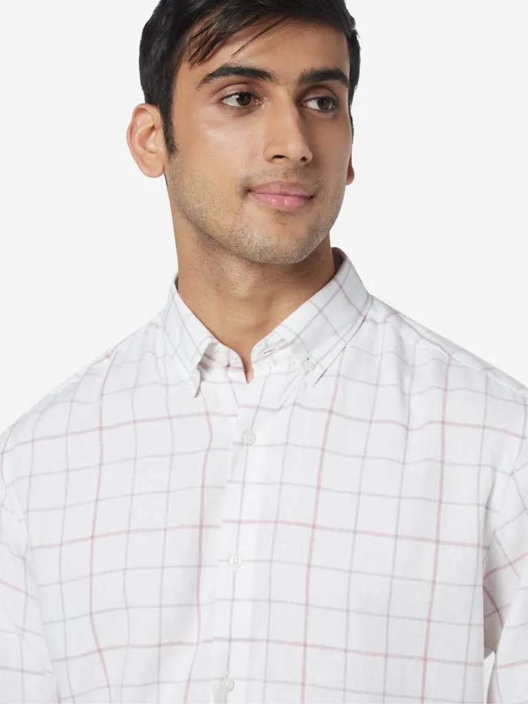 Ascot White Checkered Relaxed-Fit Shirt