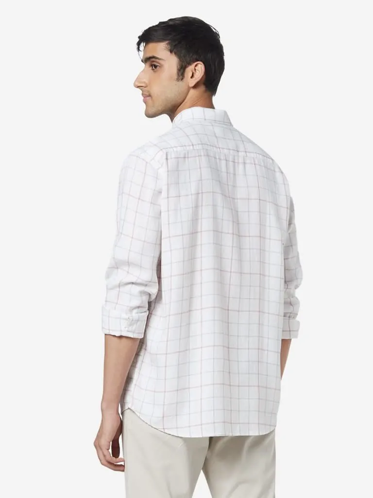 Ascot White Checkered Relaxed-Fit Shirt