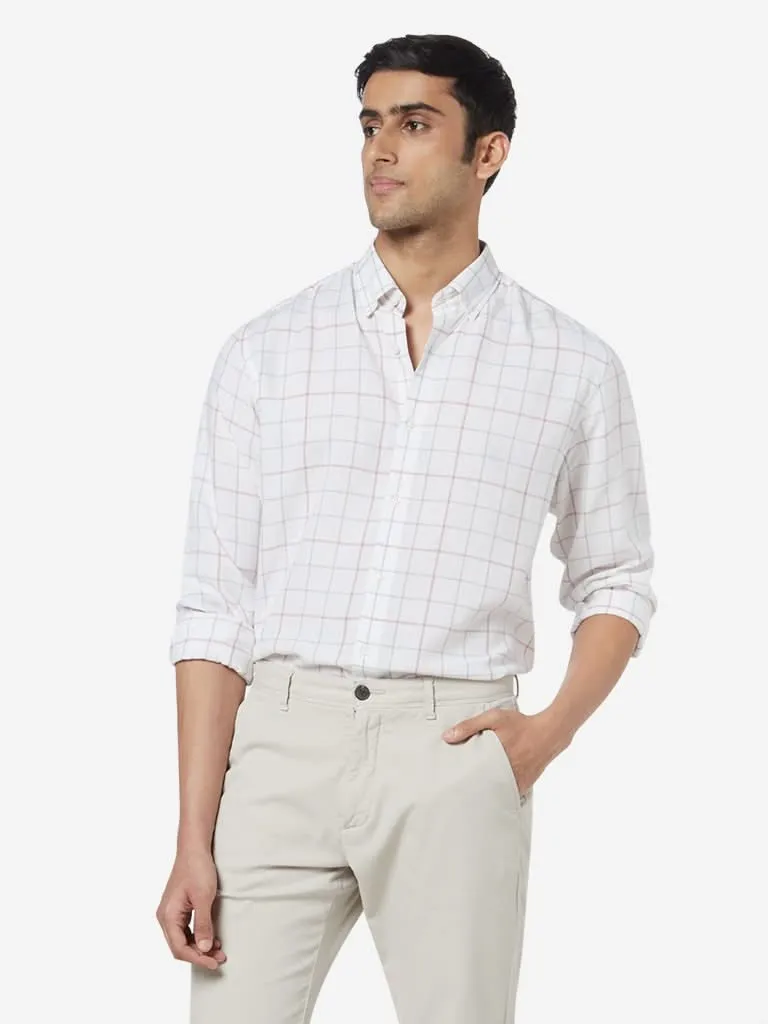 Ascot White Checkered Relaxed-Fit Shirt