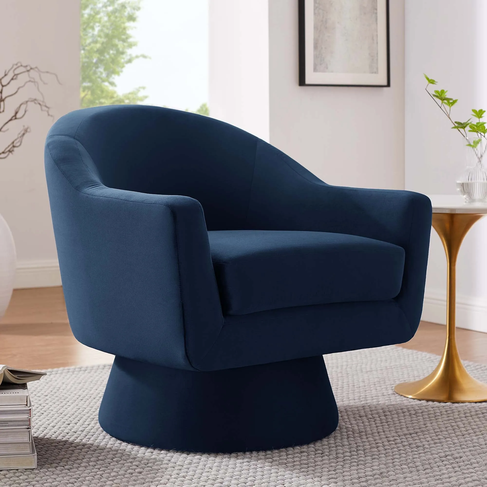 Astral Performance Velvet Fabric and Wood Swivel Chair by Modway