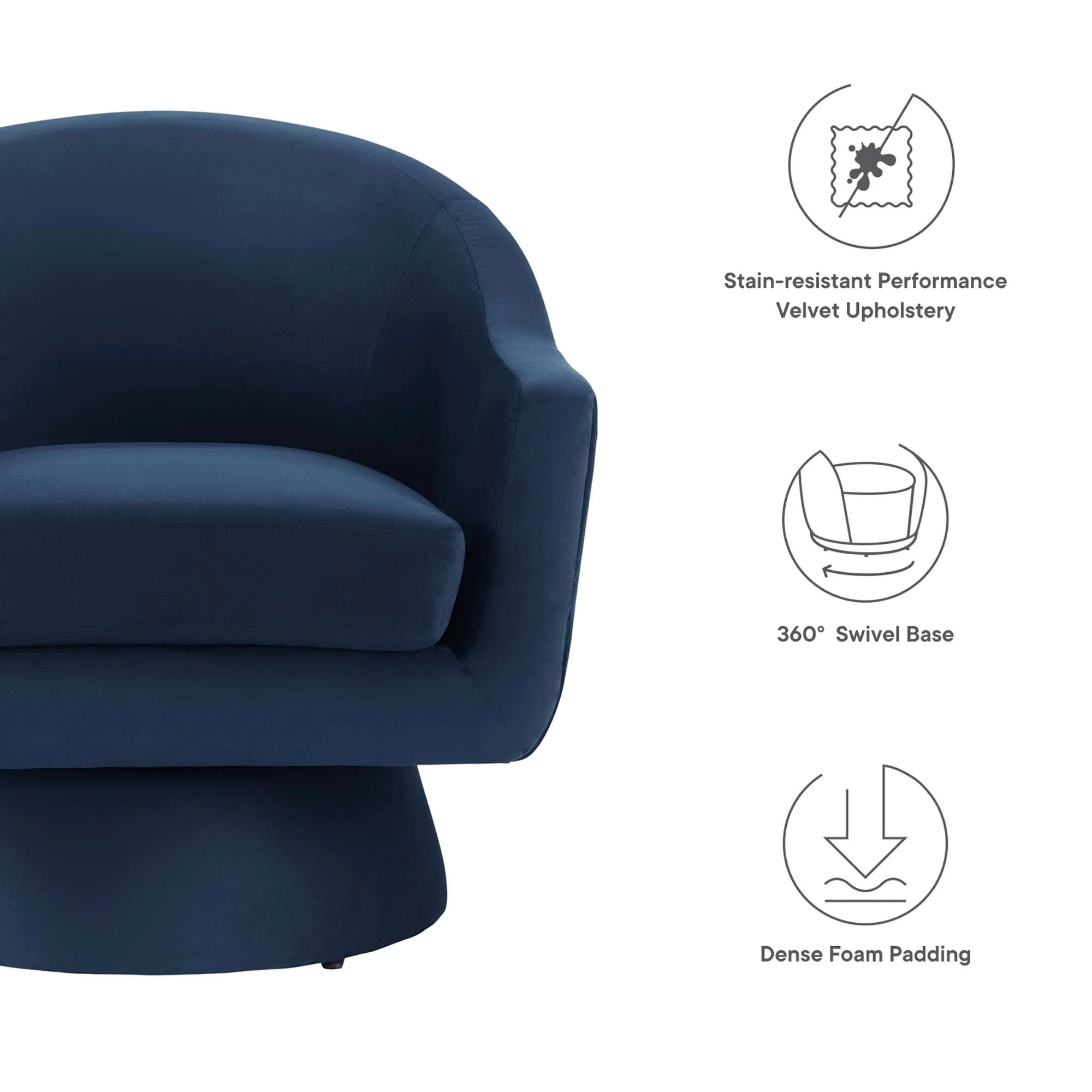 Astral Performance Velvet Fabric and Wood Swivel Chair by Modway