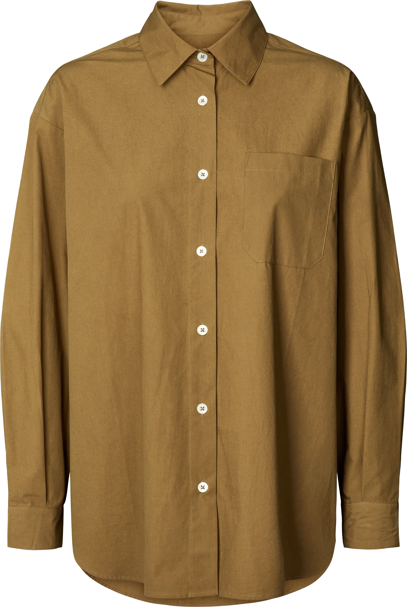 Astrid Shirt Poplin Gots 243975 - Dried Tobacco