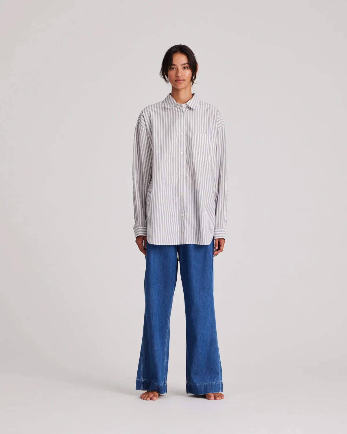 Astrid Shirt Yarn Dyed - White/Blue