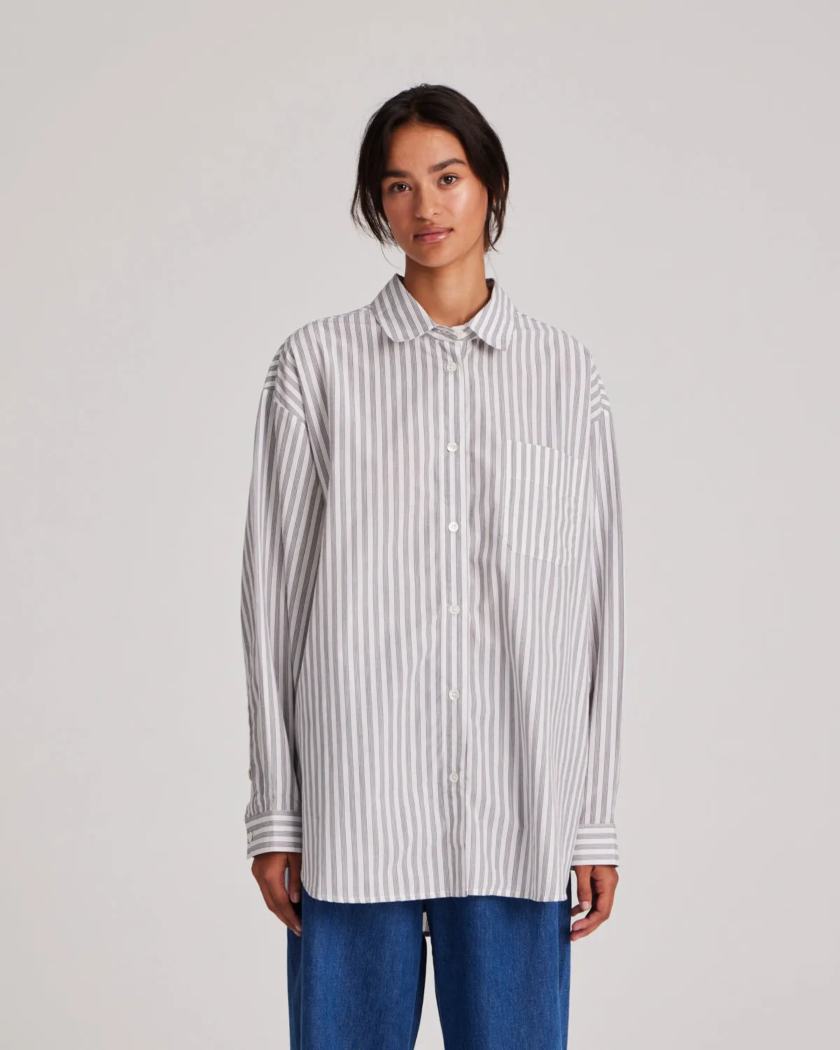 Astrid Shirt Yarn Dyed - White/Blue