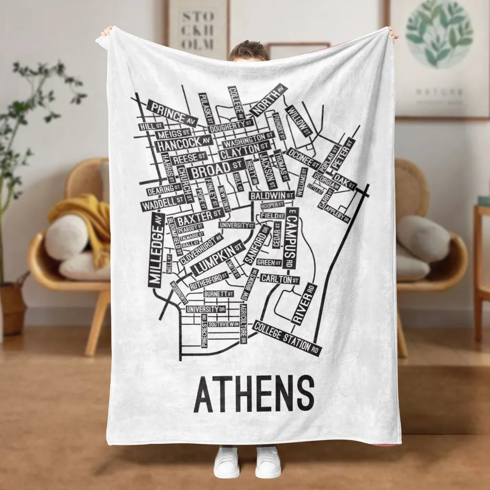 Athens, Georgia Street Map Blanket Freshmen/Graduates Memorial Gifts