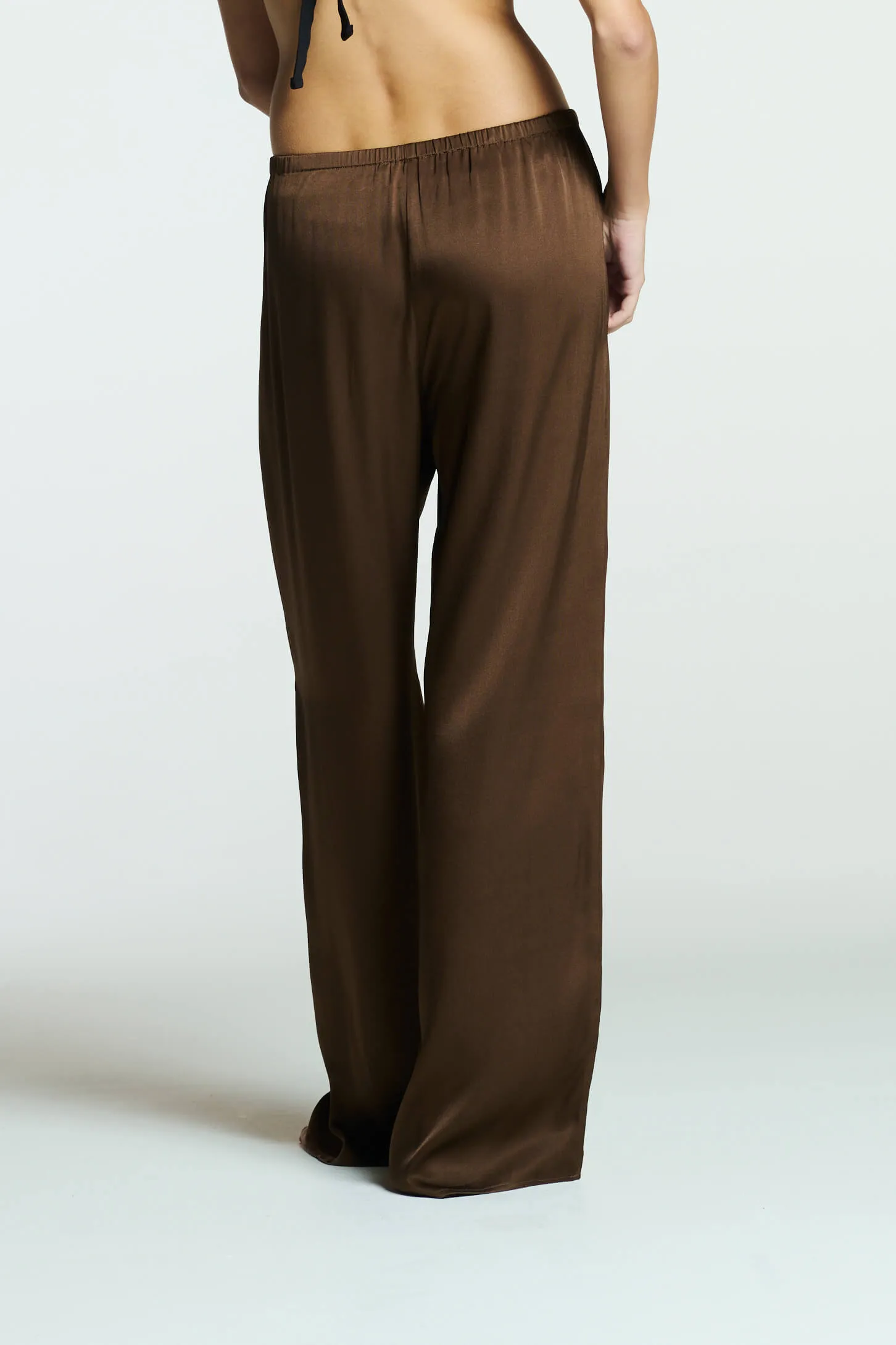 Austin Trouser Chocolate Brown Heavy Silk Satin