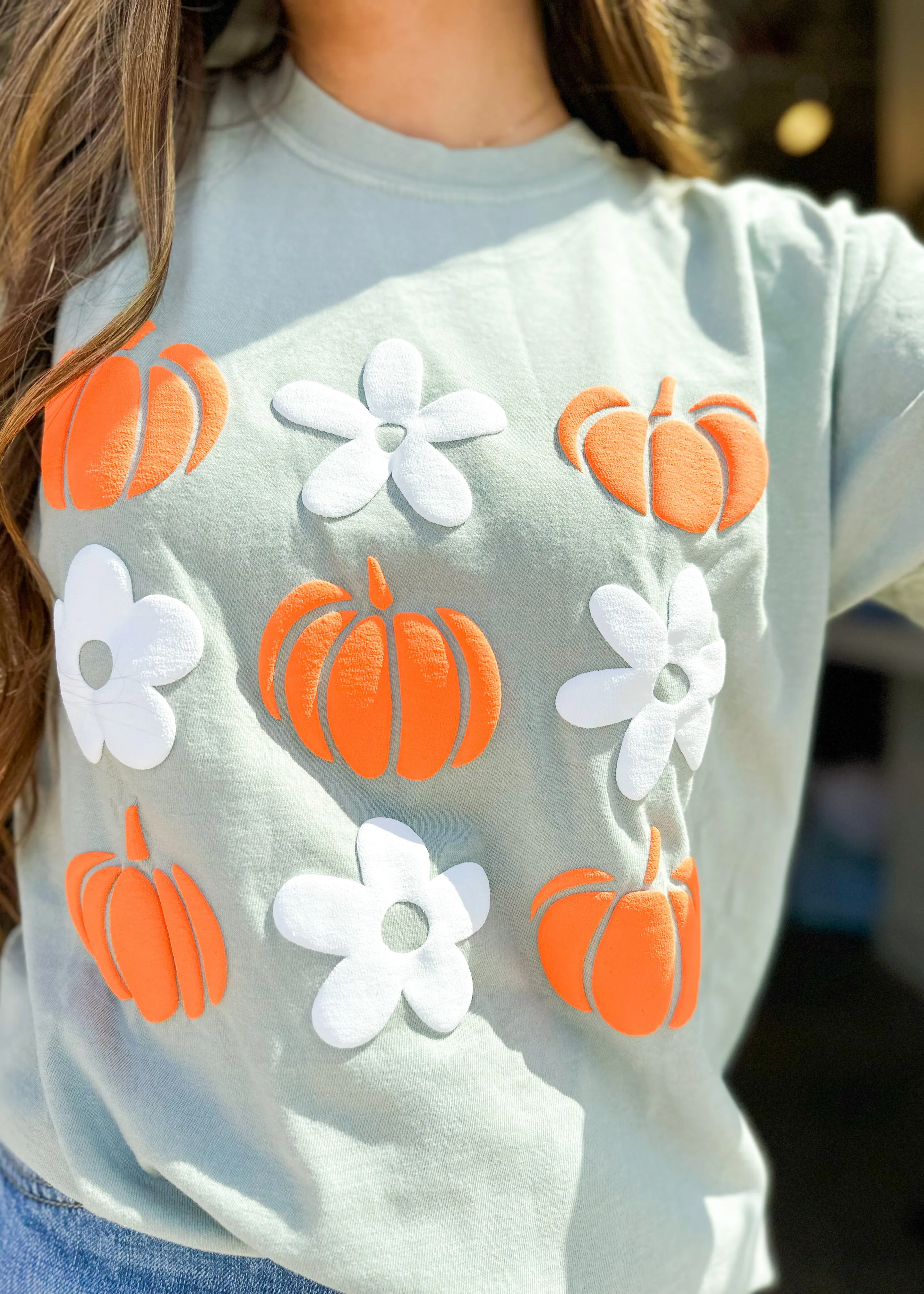 Autumn Pumpkin Flower Tee