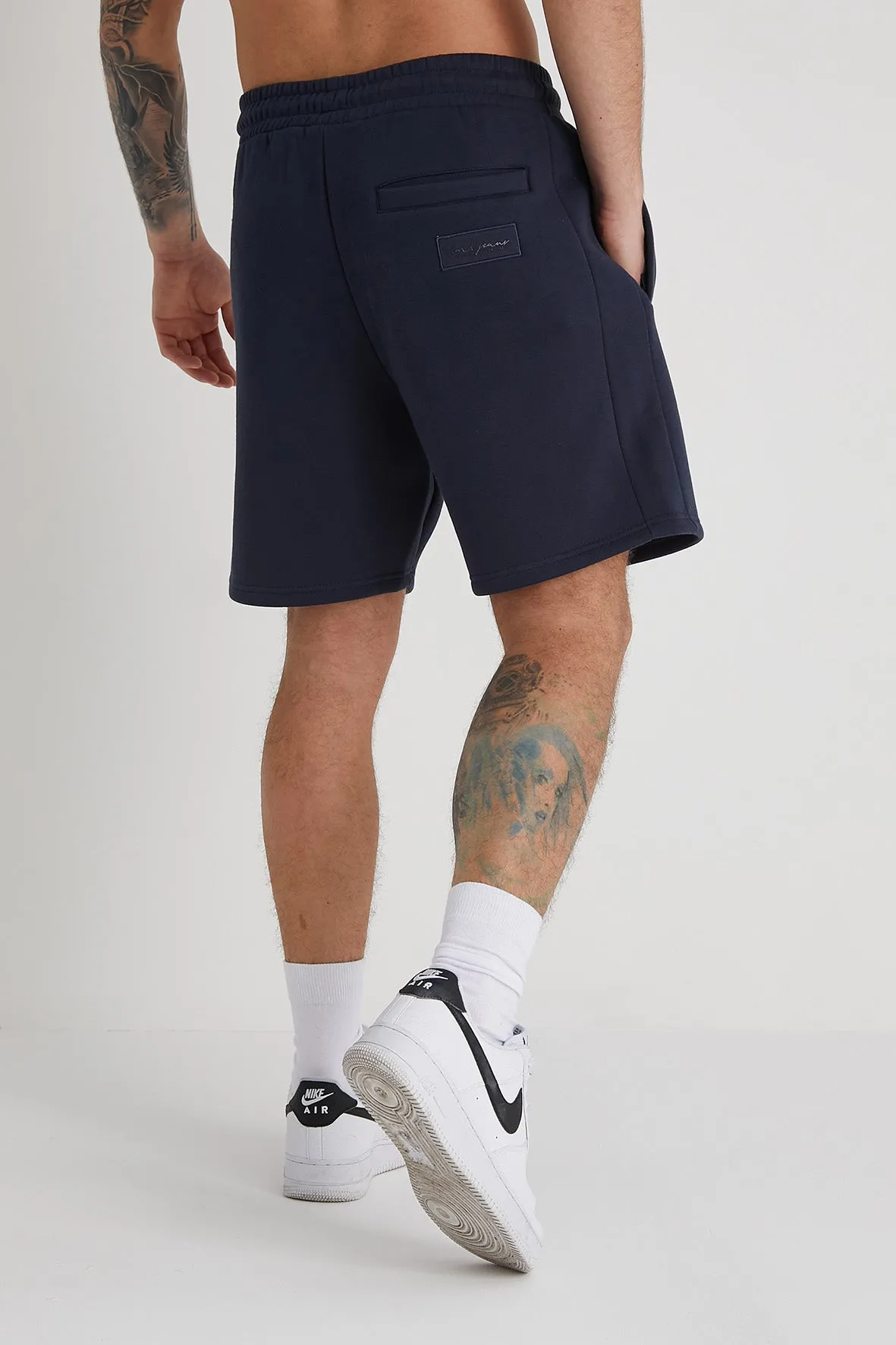 Banks premium brushback fleece shorts in Navy