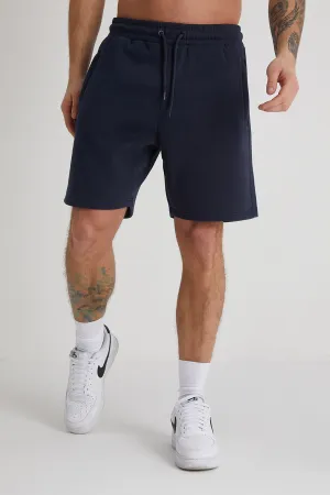 Banks premium brushback fleece shorts in Navy