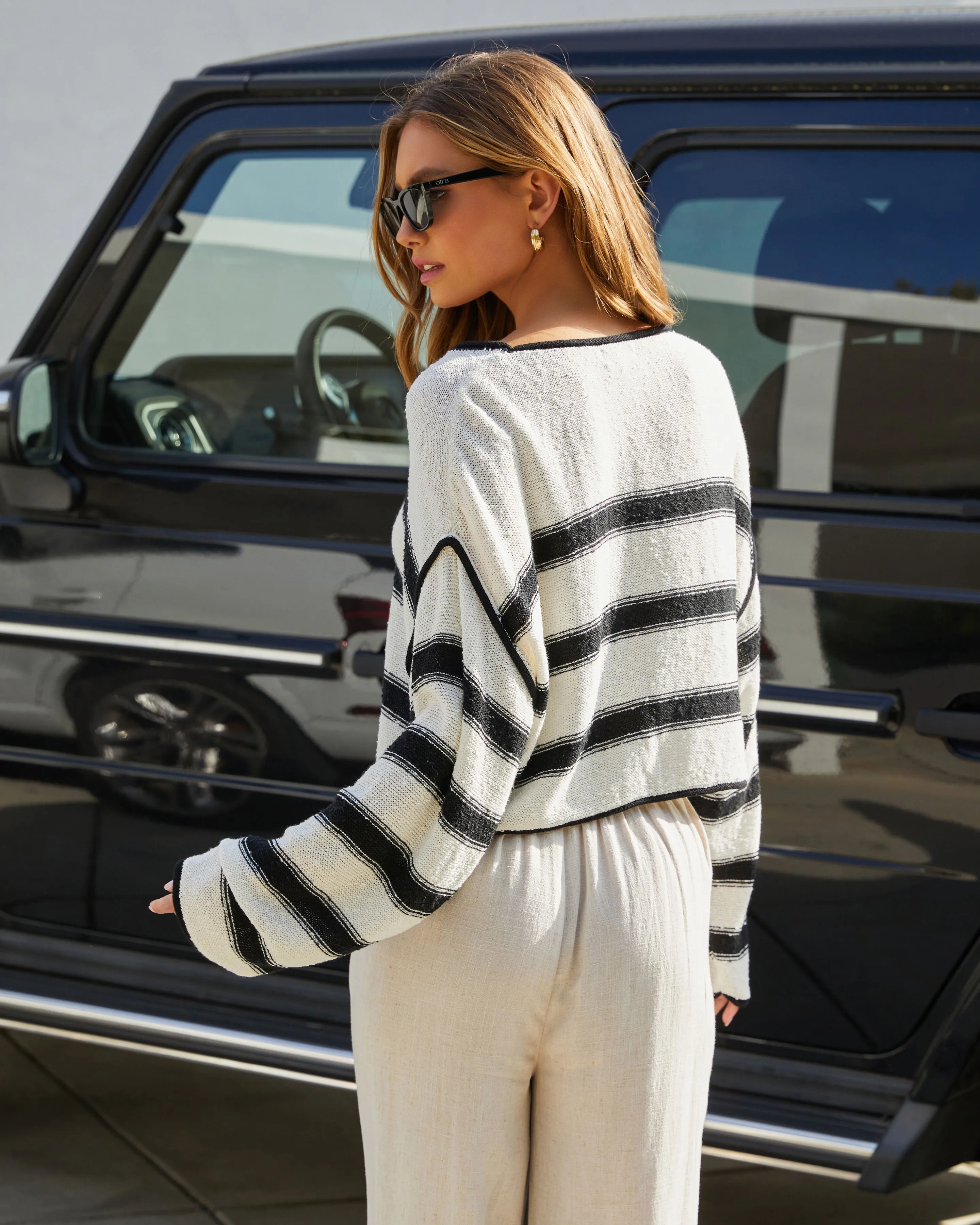 Beachside Striped Cotton Blend Sweater