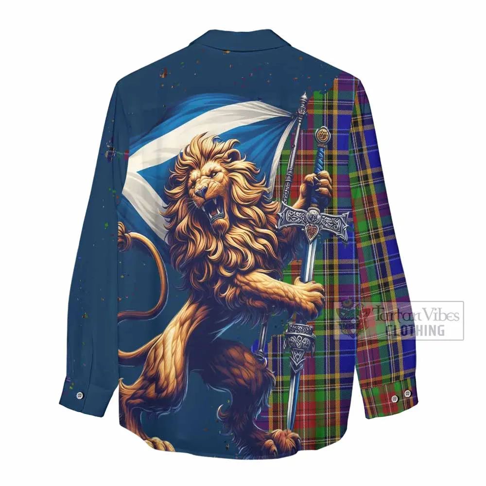 Beattie (Beatty) Tartan Family Crest Women's Casual Shirt with Scottish Majestic Lion