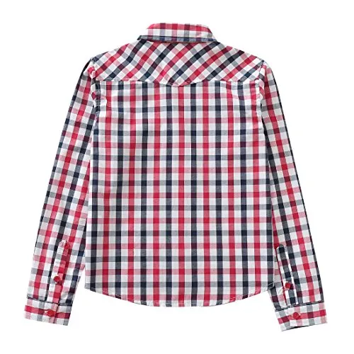 Big Girl Long Sleeve Red/Navy/White Plaid Shirt