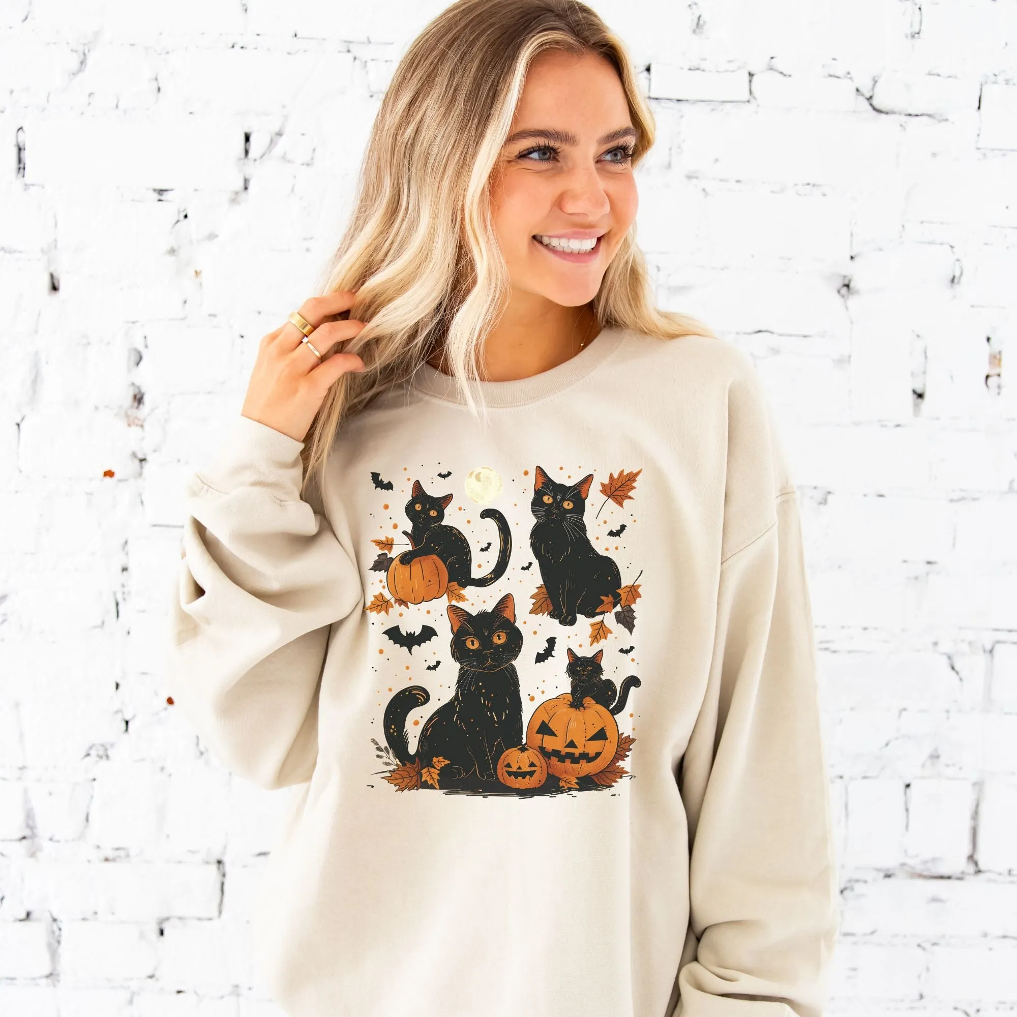 Black Cat Halloween Crewneck Sweatshirt