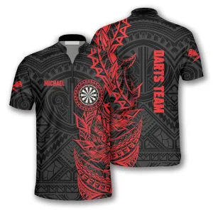 Black Red Tribal Custom Darts Jerseys For Men, Gift for Dart Team Lovers