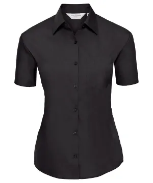 Black - Women's short sleeve polycotton easycare poplin shirt