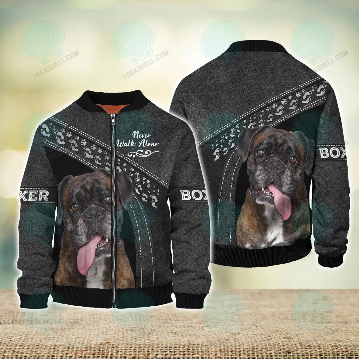 Boxer Love Black Never Walk Alone 3D Full Print Shirts, Christmas Dog Memorial Gifts for loss of Dog