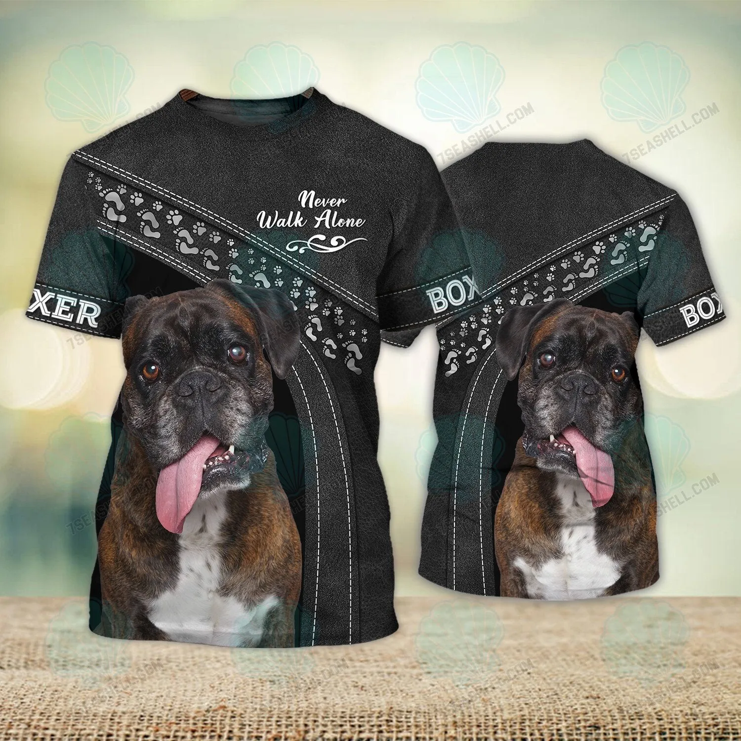 Boxer Love Black Never Walk Alone 3D Full Print Shirts, Christmas Dog Memorial Gifts for loss of Dog