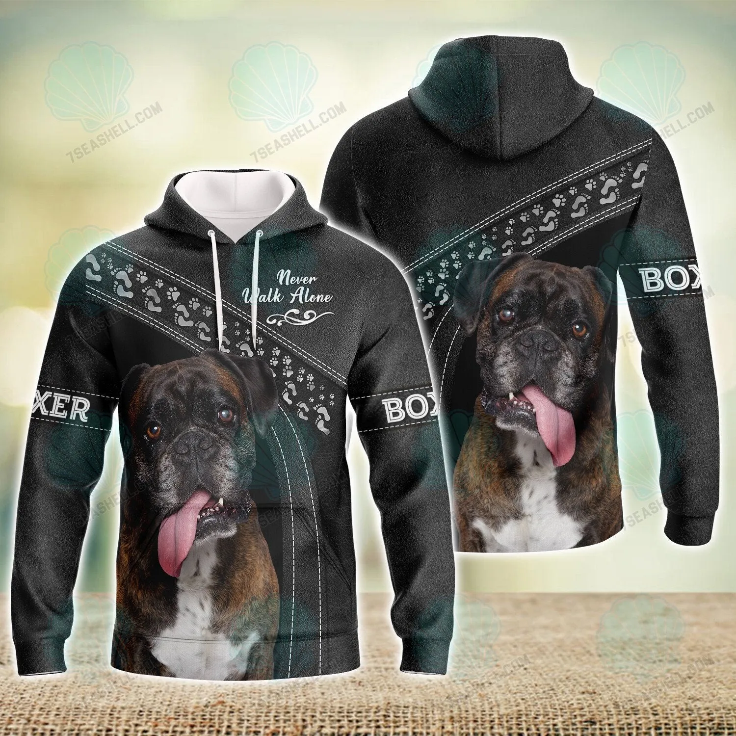 Boxer Love Black Never Walk Alone 3D Full Print Shirts, Christmas Dog Memorial Gifts for loss of Dog