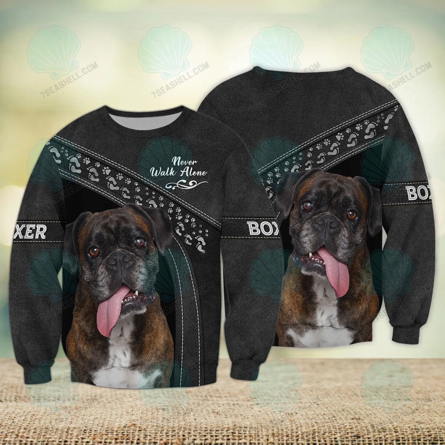 Boxer Love Black Never Walk Alone 3D Full Print Shirts, Christmas Dog Memorial Gifts for loss of Dog