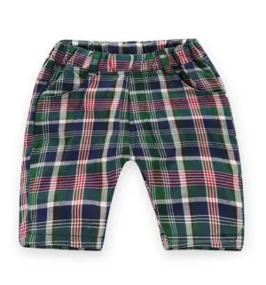 Boys Green Plaid Shorts