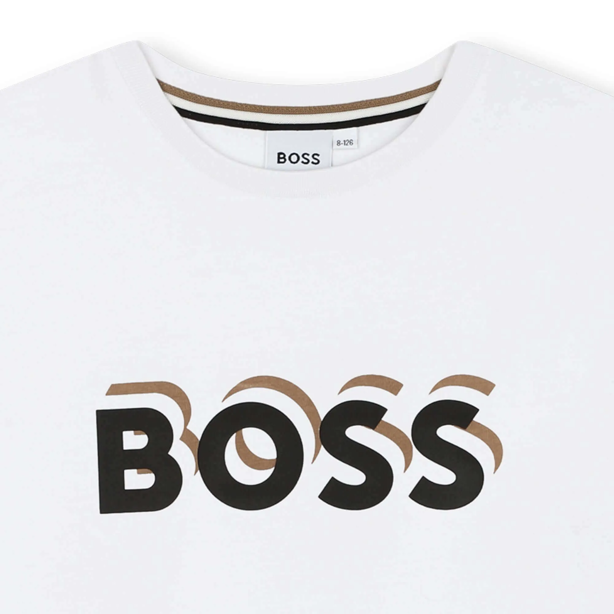 Boys White Logo Cotton Short Sleeve T-Shirt