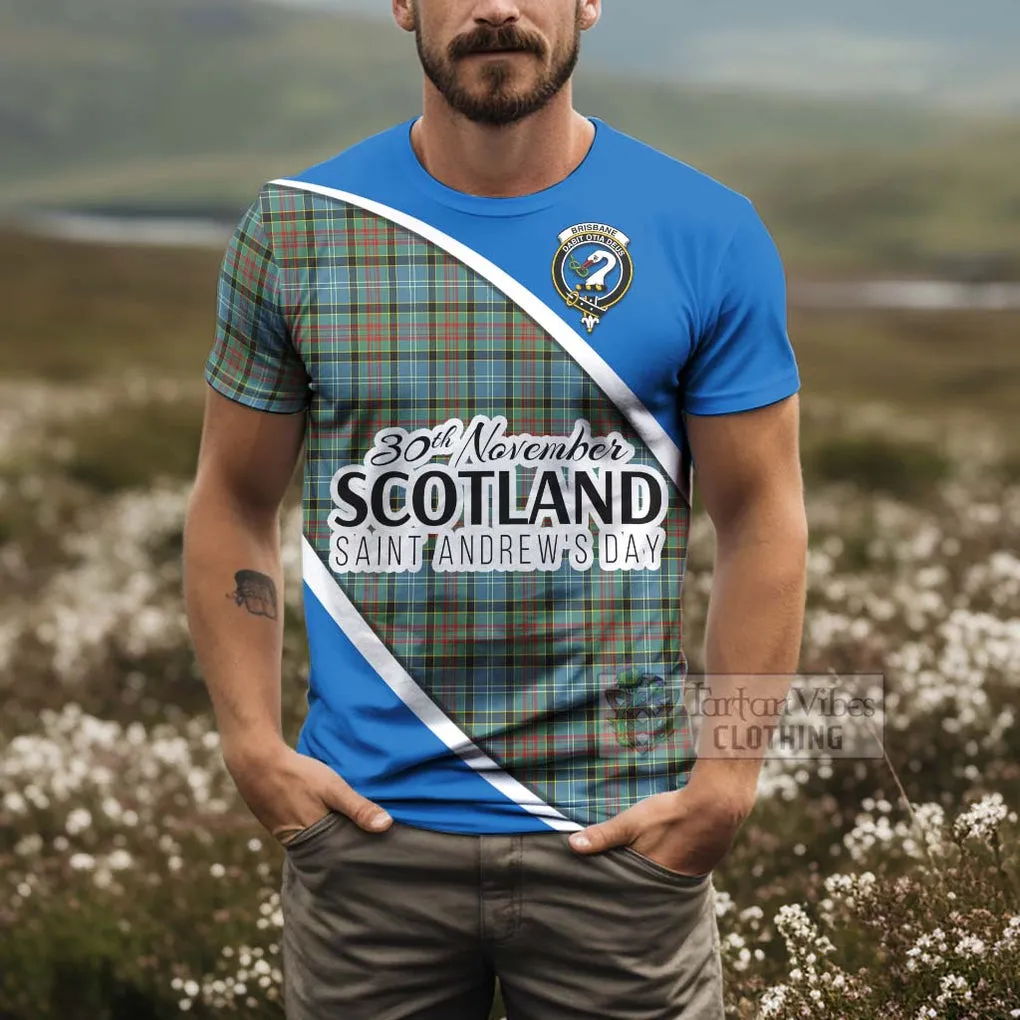 Brisbane Family Crest Tartan T-Shirt Celebrate Saint Andrew's Day in Style