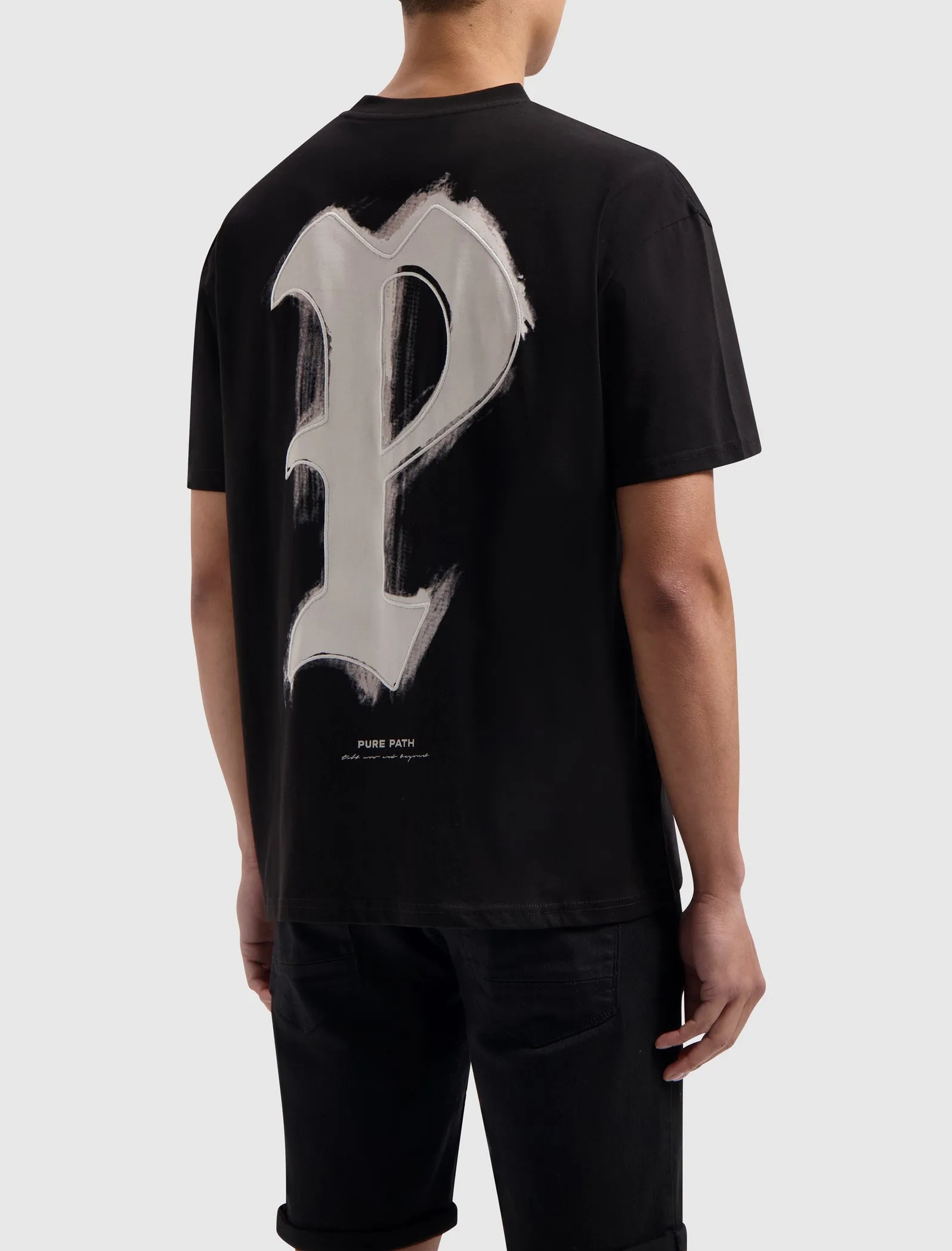 Brushstroke Initial T-shirt | Black