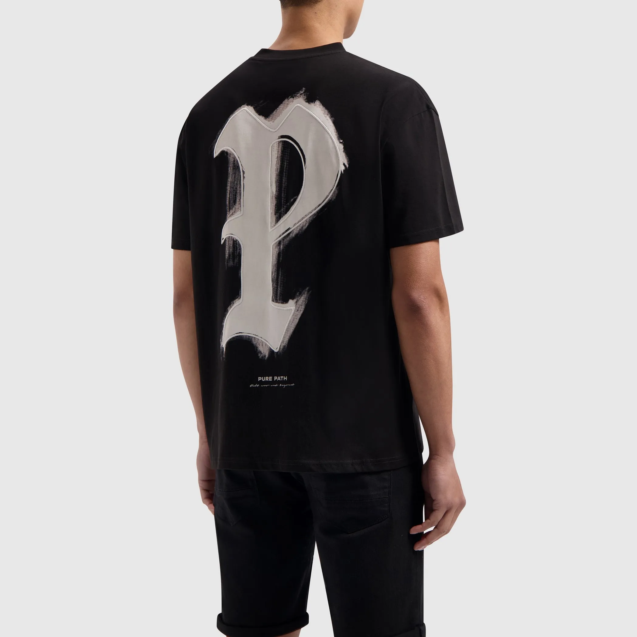 Brushstroke Initial T-shirt | Black