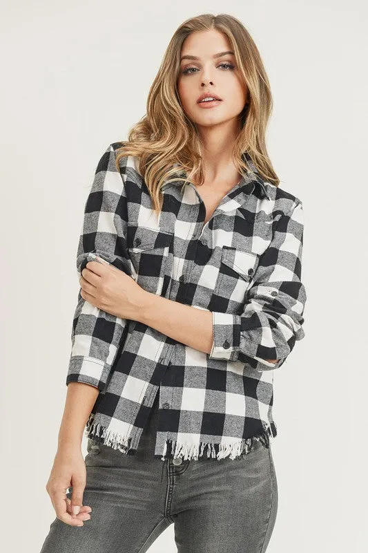 Buffalo Frayed Hem High Low Plaid Shirt *FINAL SALE*