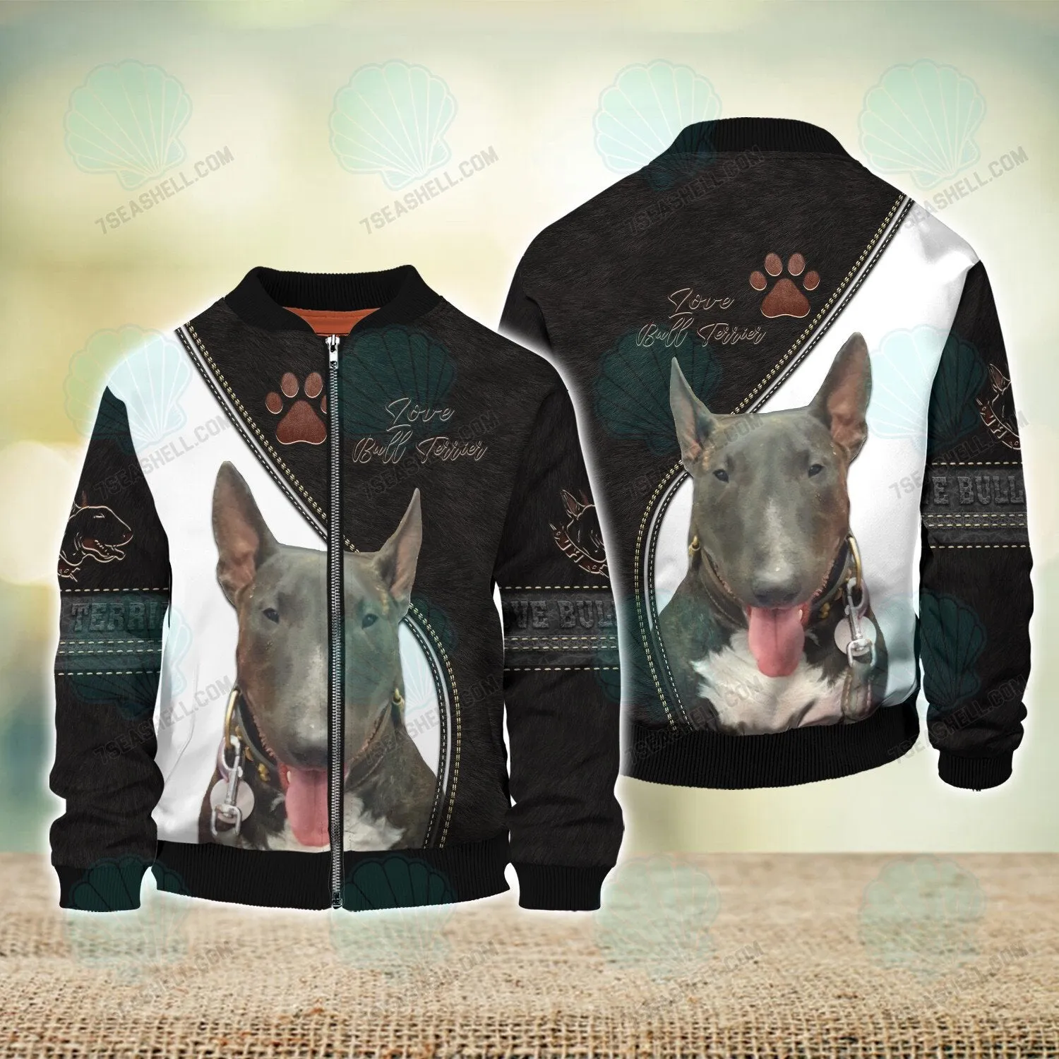 Bull Terrier Paw Love Never Walk Alone 3D Full Print Shirts, Dog Memorial Gifts for loss of Dog, Christmas Shirt for Dog Lovers