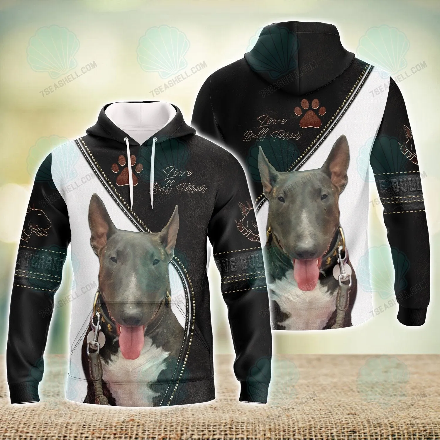 Bull Terrier Paw Love Never Walk Alone 3D Full Print Shirts, Dog Memorial Gifts for loss of Dog, Christmas Shirt for Dog Lovers