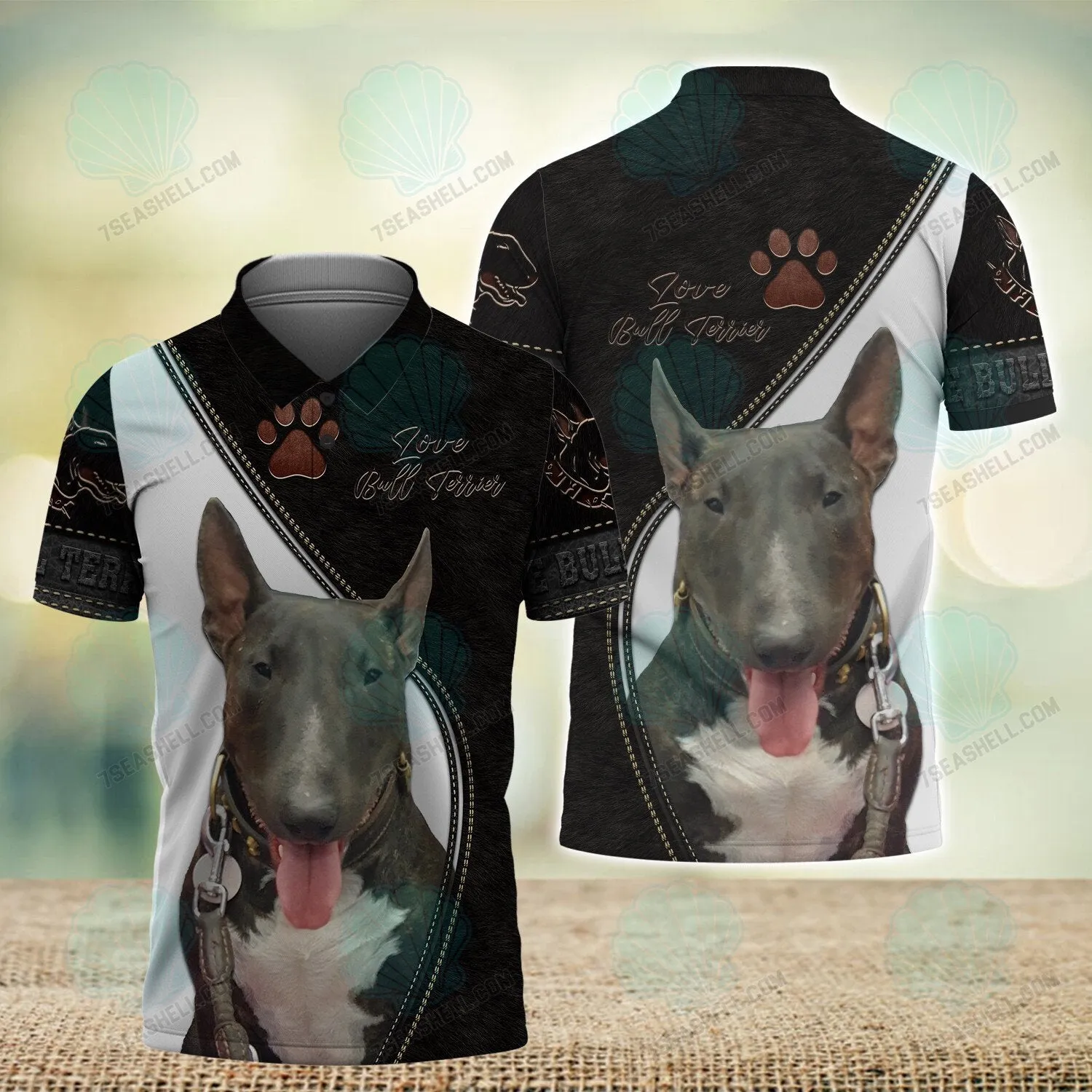 Bull Terrier Paw Love Never Walk Alone 3D Full Print Shirts, Dog Memorial Gifts for loss of Dog, Christmas Shirt for Dog Lovers