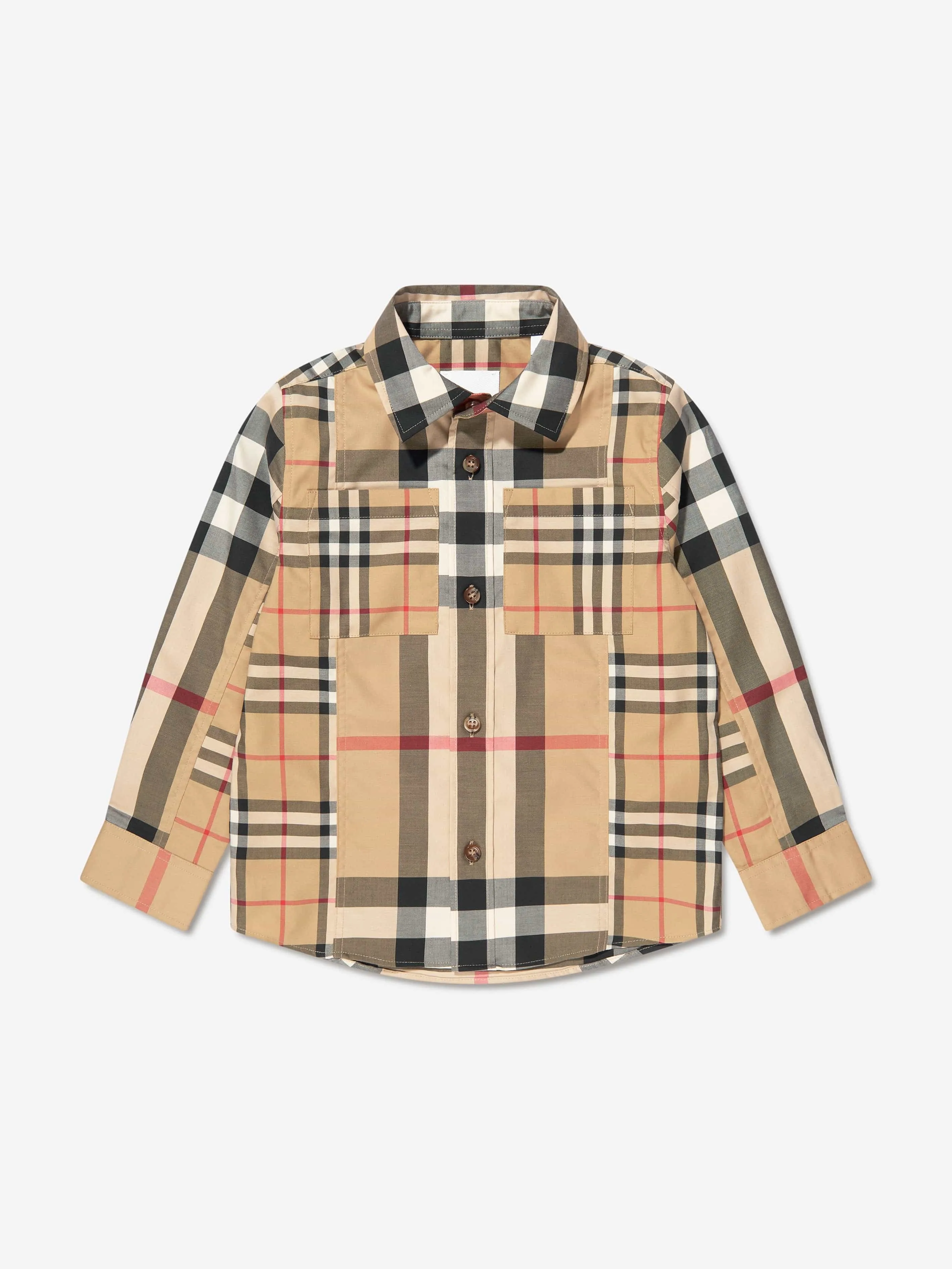 Burberry Boys Tristan Check Long Sleeve Shirt In Beige